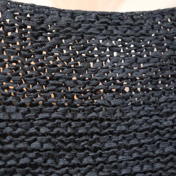 Anne Klein Black Open Weave Knit Sweater With Tie Side LG - Picture 11 of 14